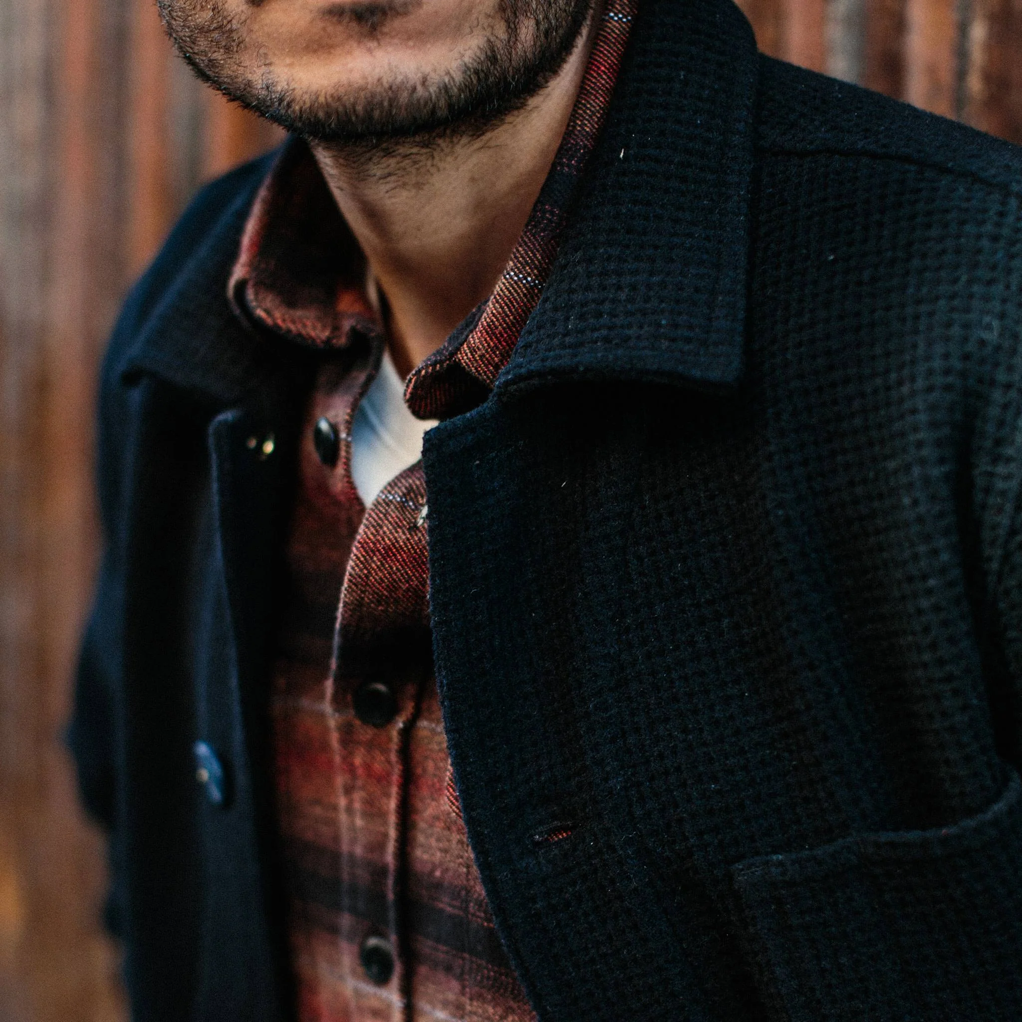 The Ojai Jacket in Navy Waffle Wool - Image 4