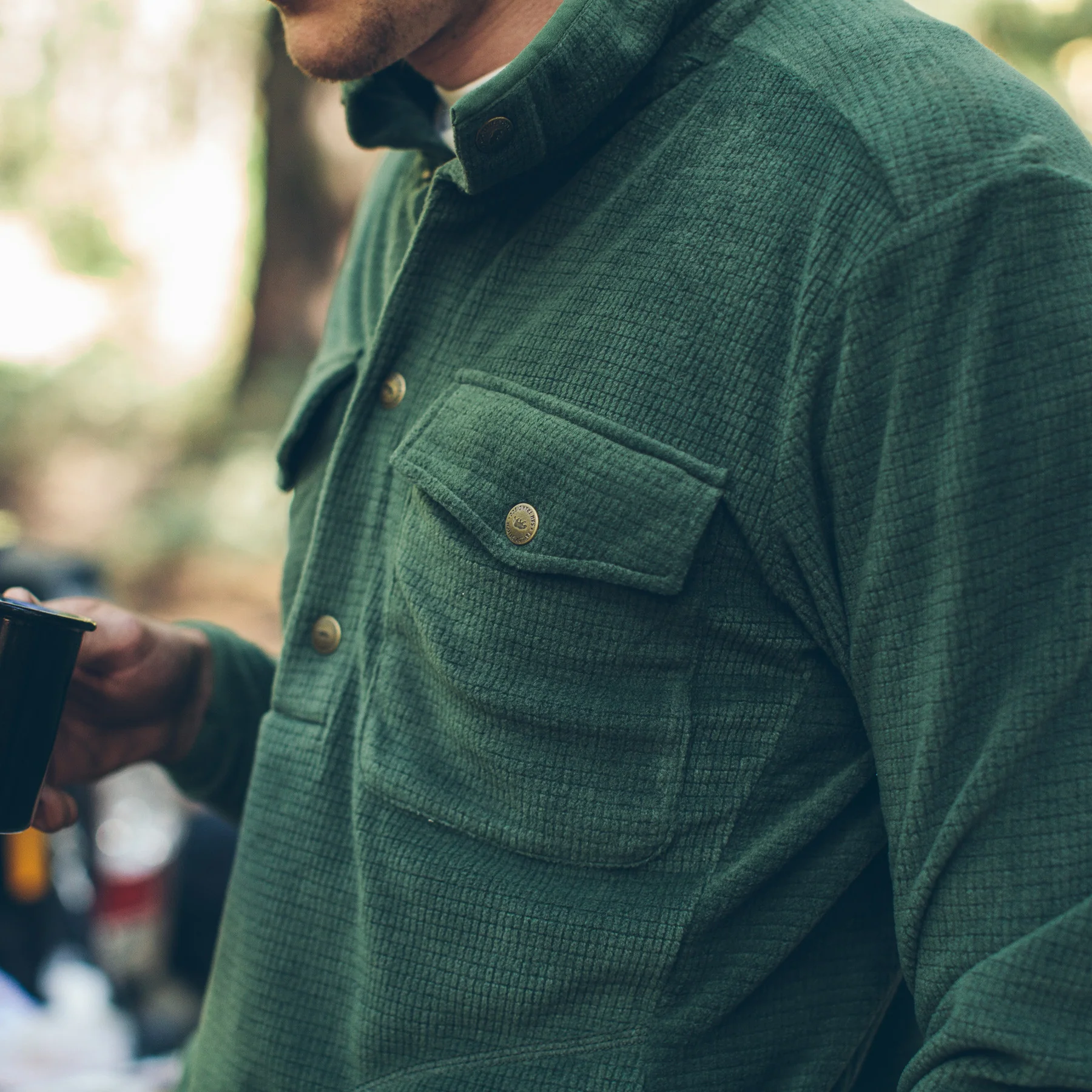 The Pack Pullover in Olive Polartec Fleece - Image 3