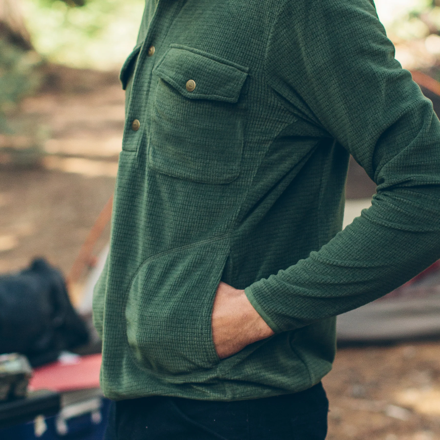 The Pack Pullover in Olive Polartec Fleece - Image 5
