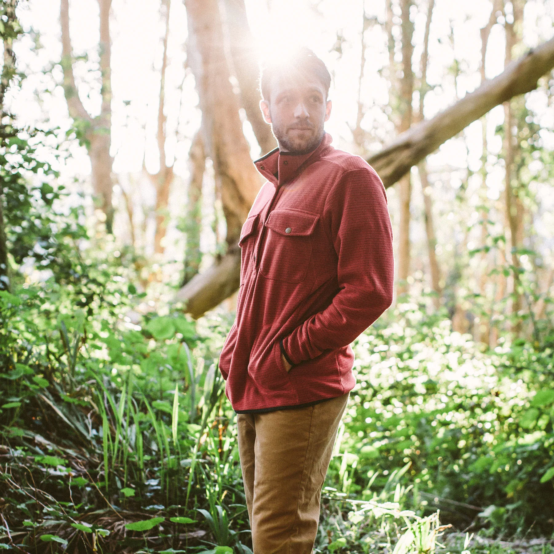 The Pack Pullover in Red Polartec Fleece - Image 2