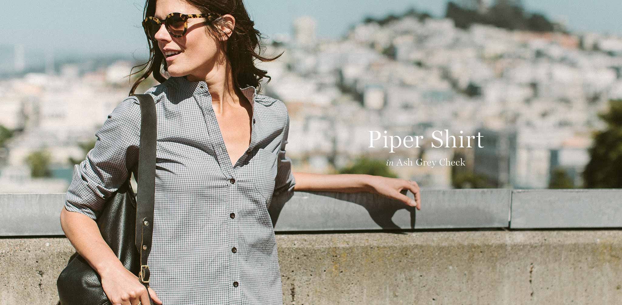The Piper Shirt in Ash Grey Check - Image 7