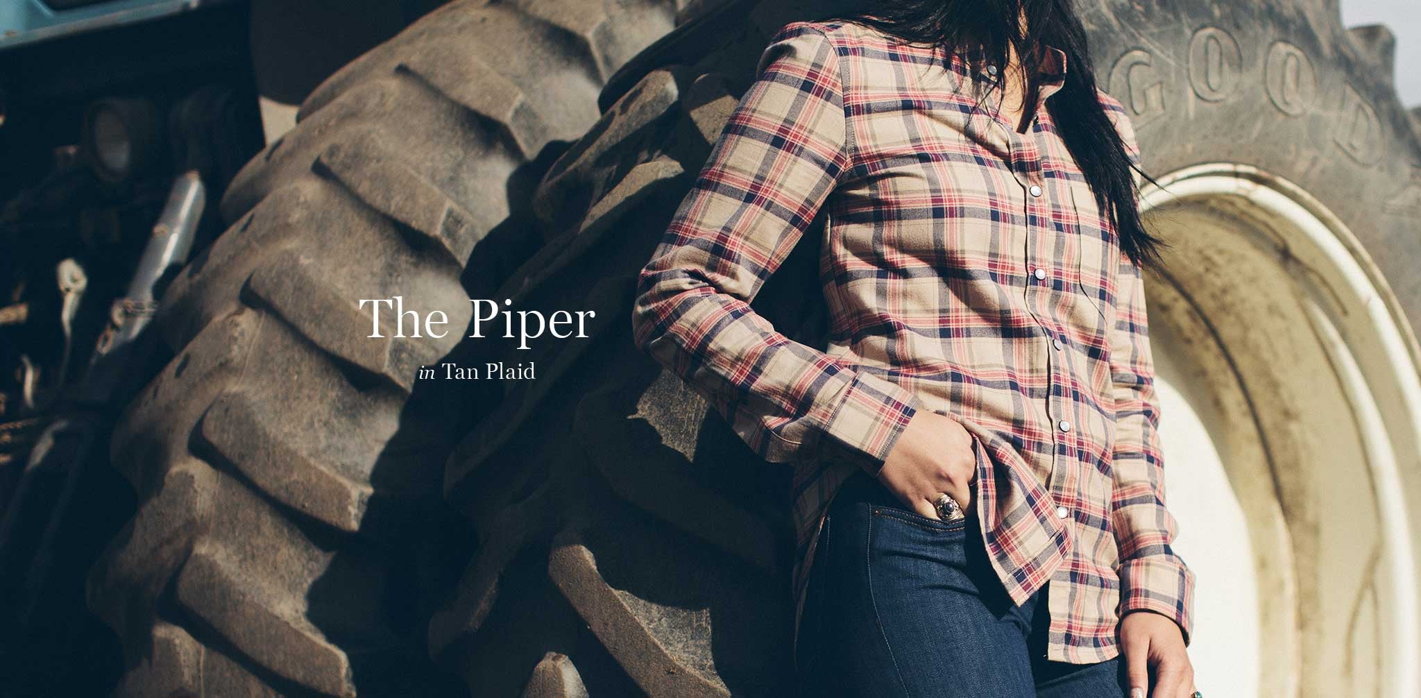 The Piper Shirt in Tan Plaid - Image 7