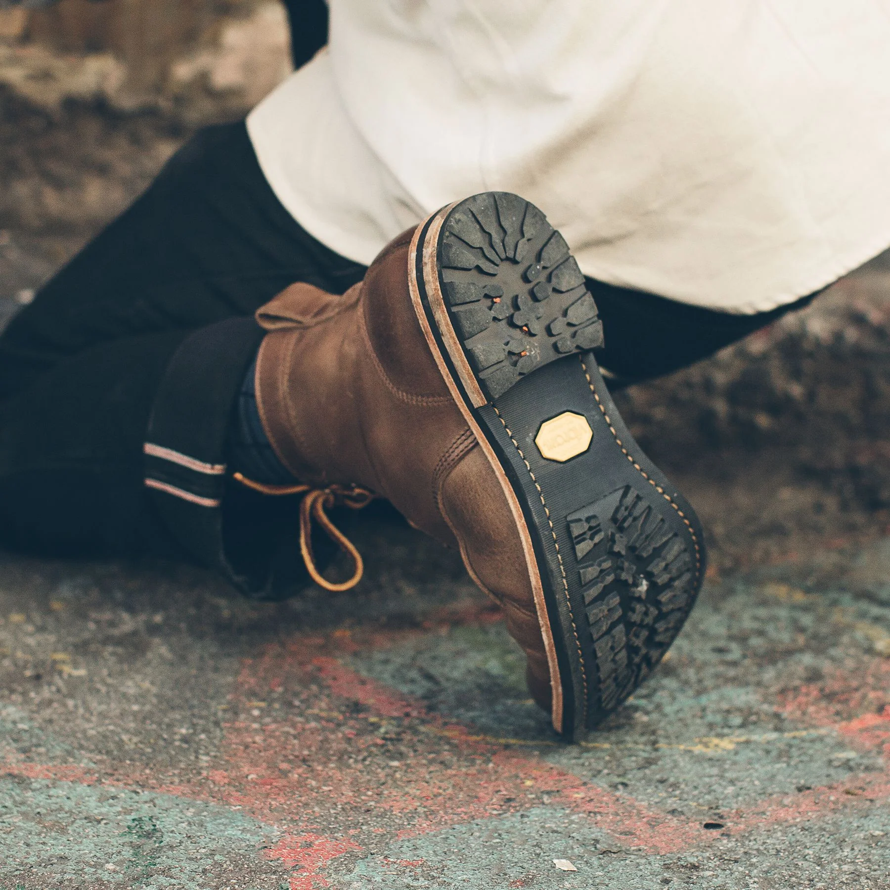 The Plain Toe Moto Boot in Natural Chromexcel - Image 7