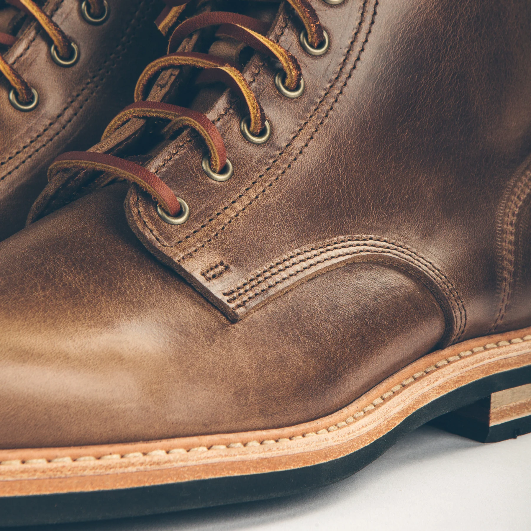 The Plain Toe Moto Boot in Natural Chromexcel - Extra Widths - Image 5
