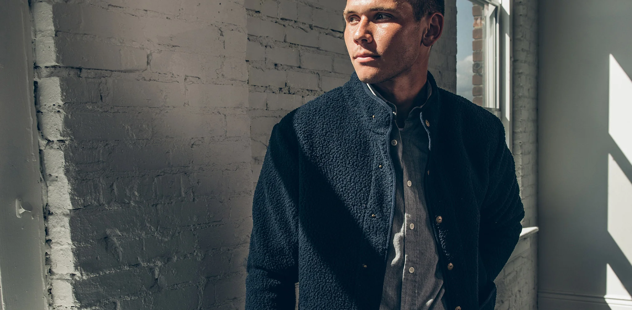 The Port Jacket in Navy Sherpa - Image 10