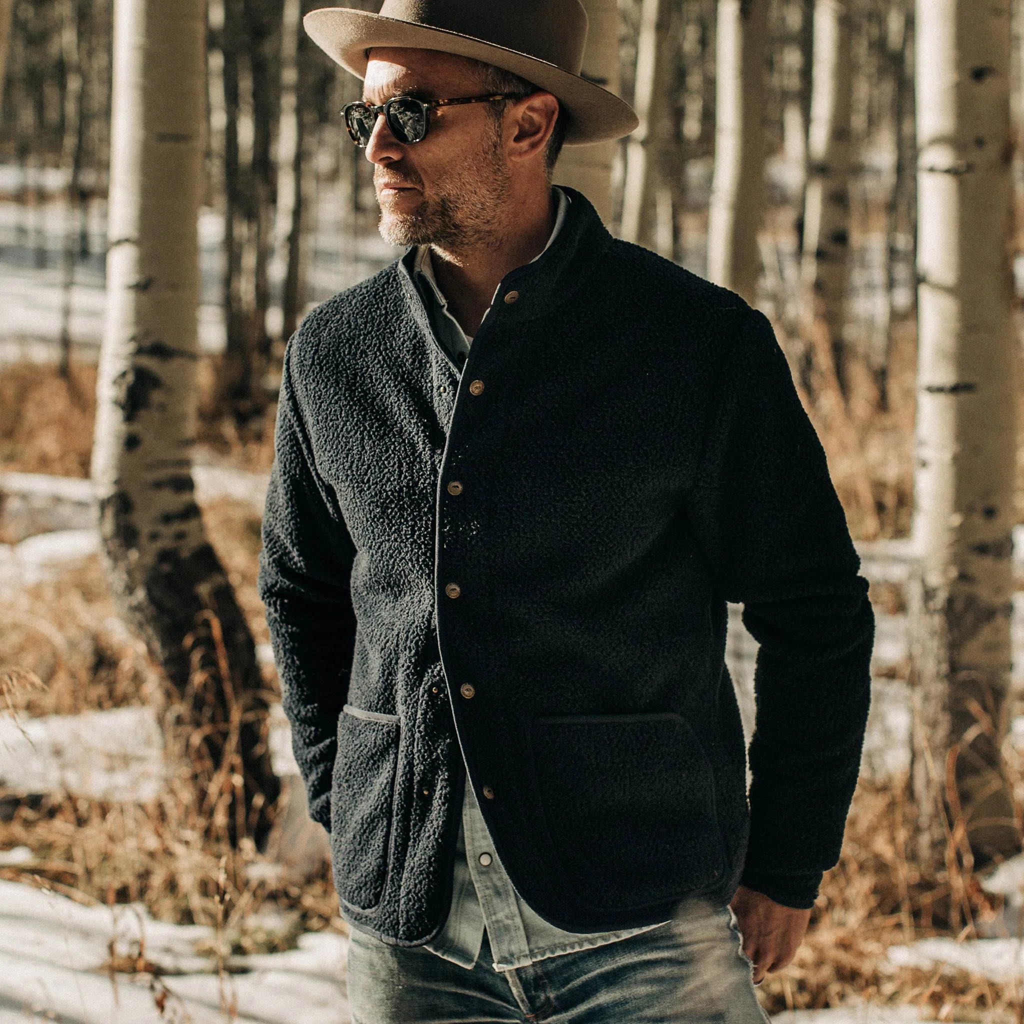 The Port Jacket in Navy Sherpa - Image 2