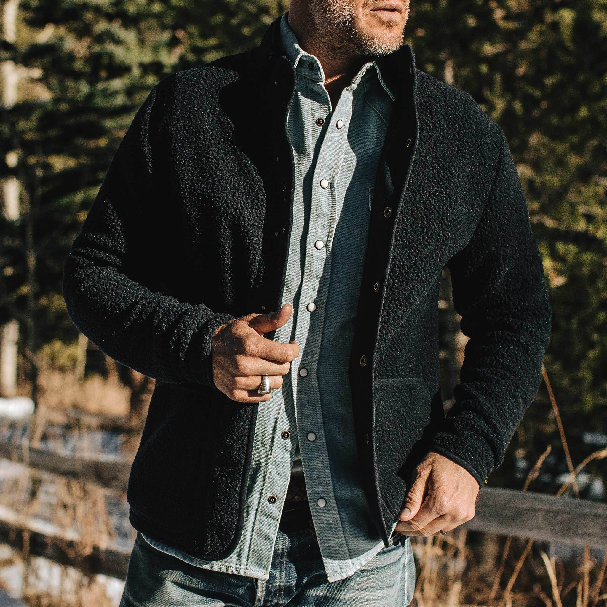 The Port Jacket in Navy Sherpa - Image 5