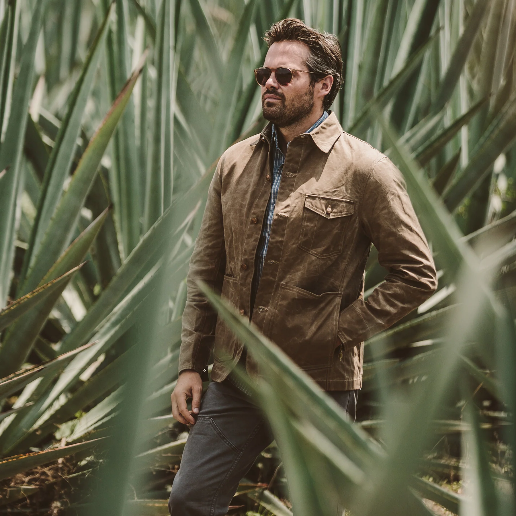 The Project Jacket in Field Tan Beeswaxed Canvas - Image 5