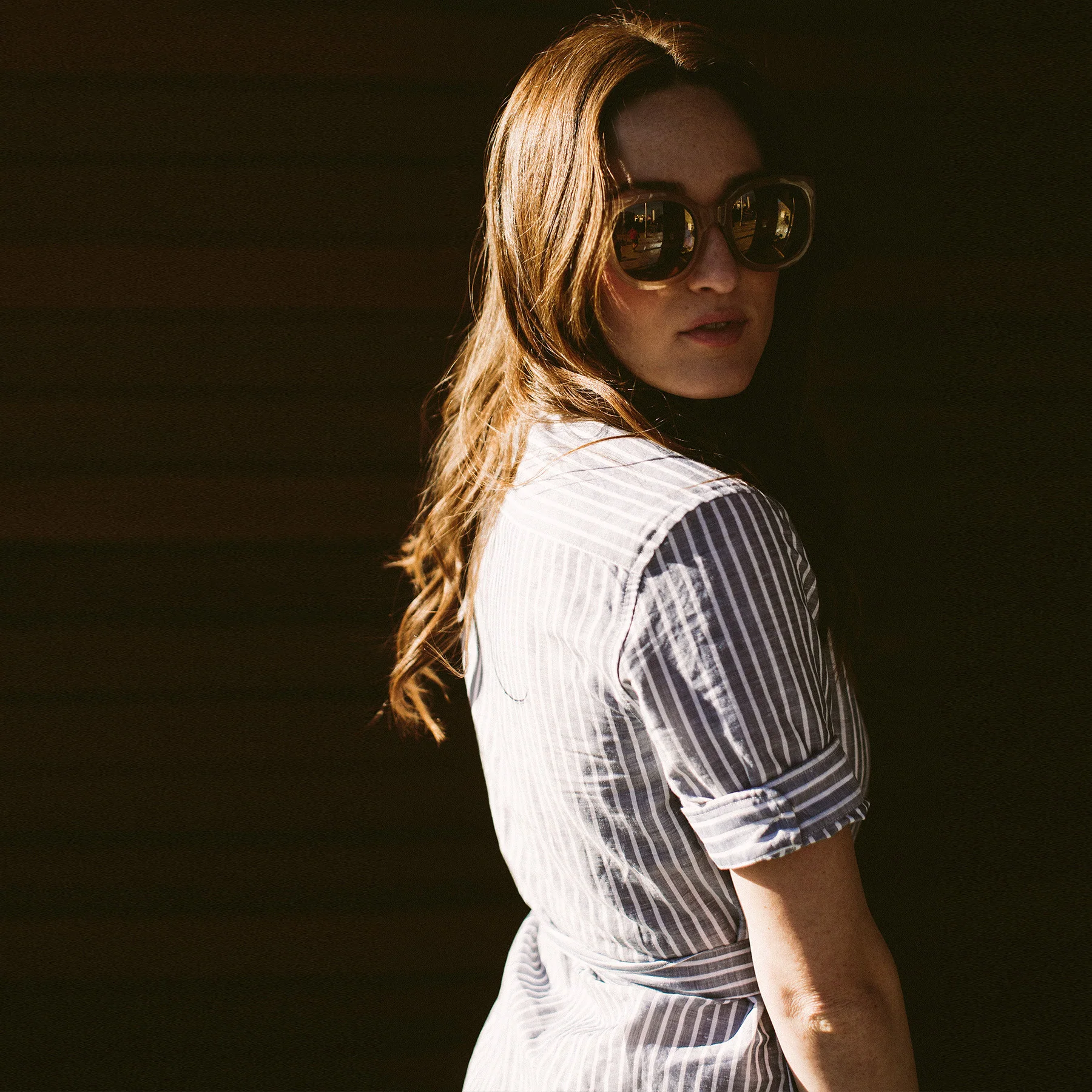 The Riley Dress in Indigo Stripe - Image 2