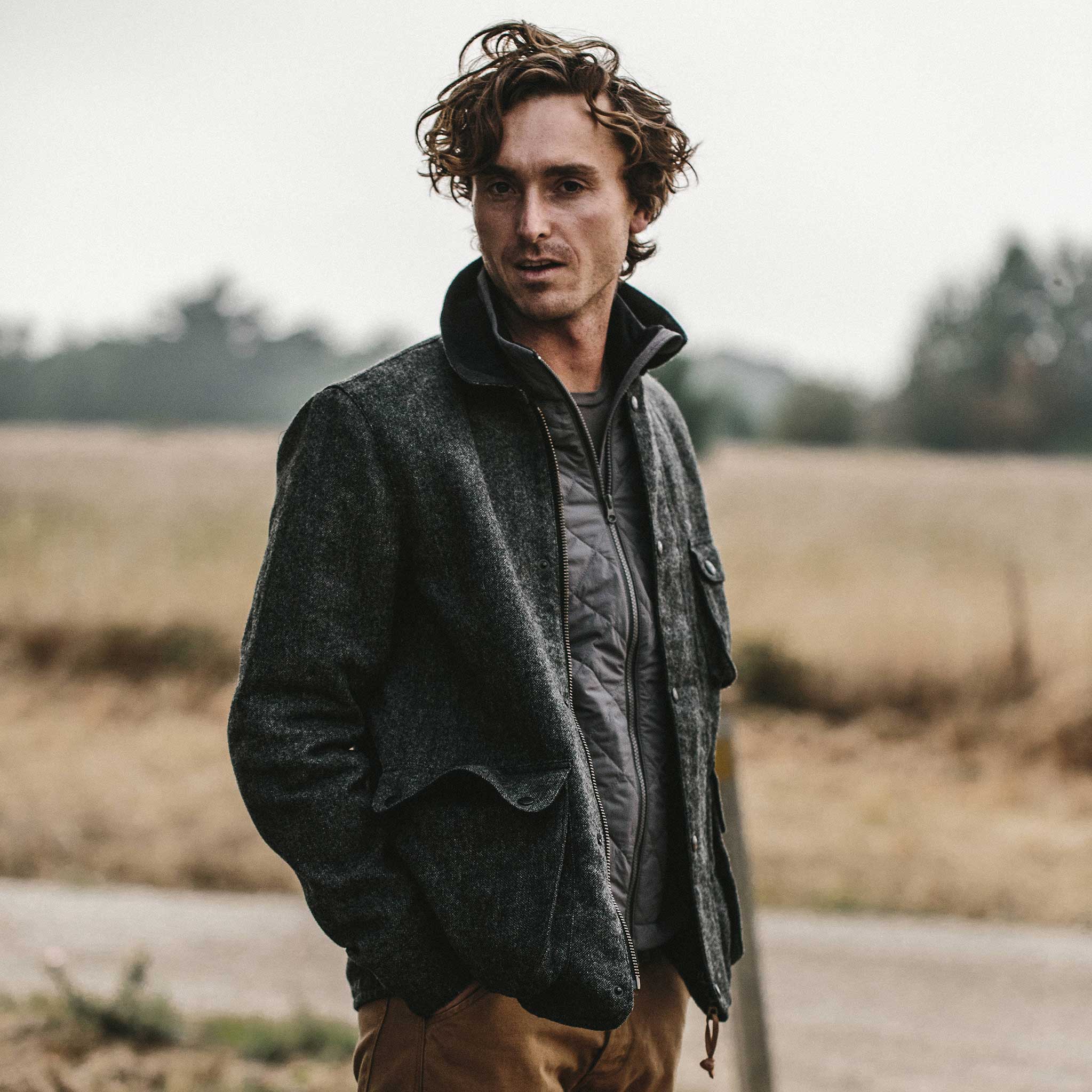 The Rover Jacket in Charcoal Birdseye Waxed Wool - Image 2