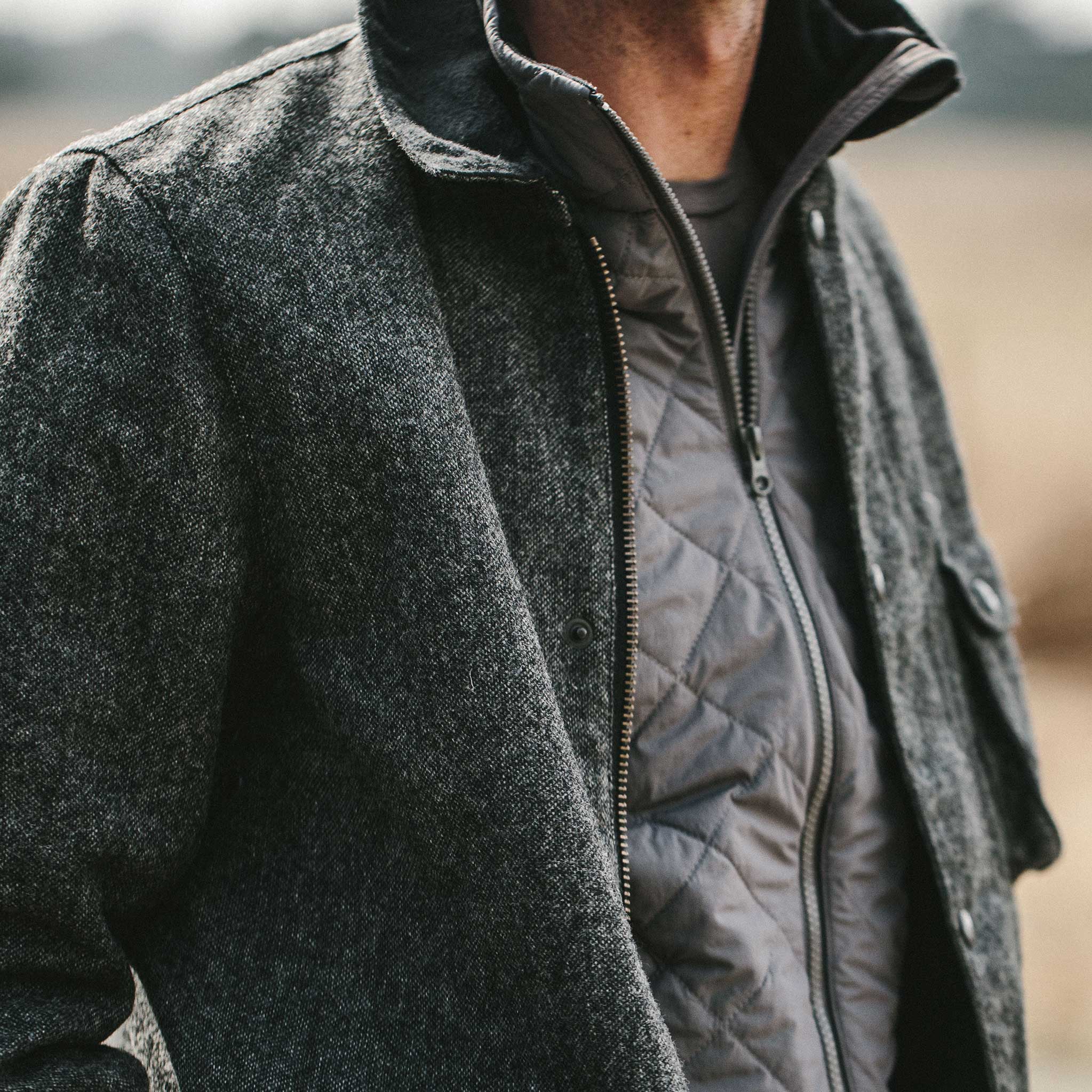 The Rover Jacket in Charcoal Birdseye Waxed Wool - Image 3