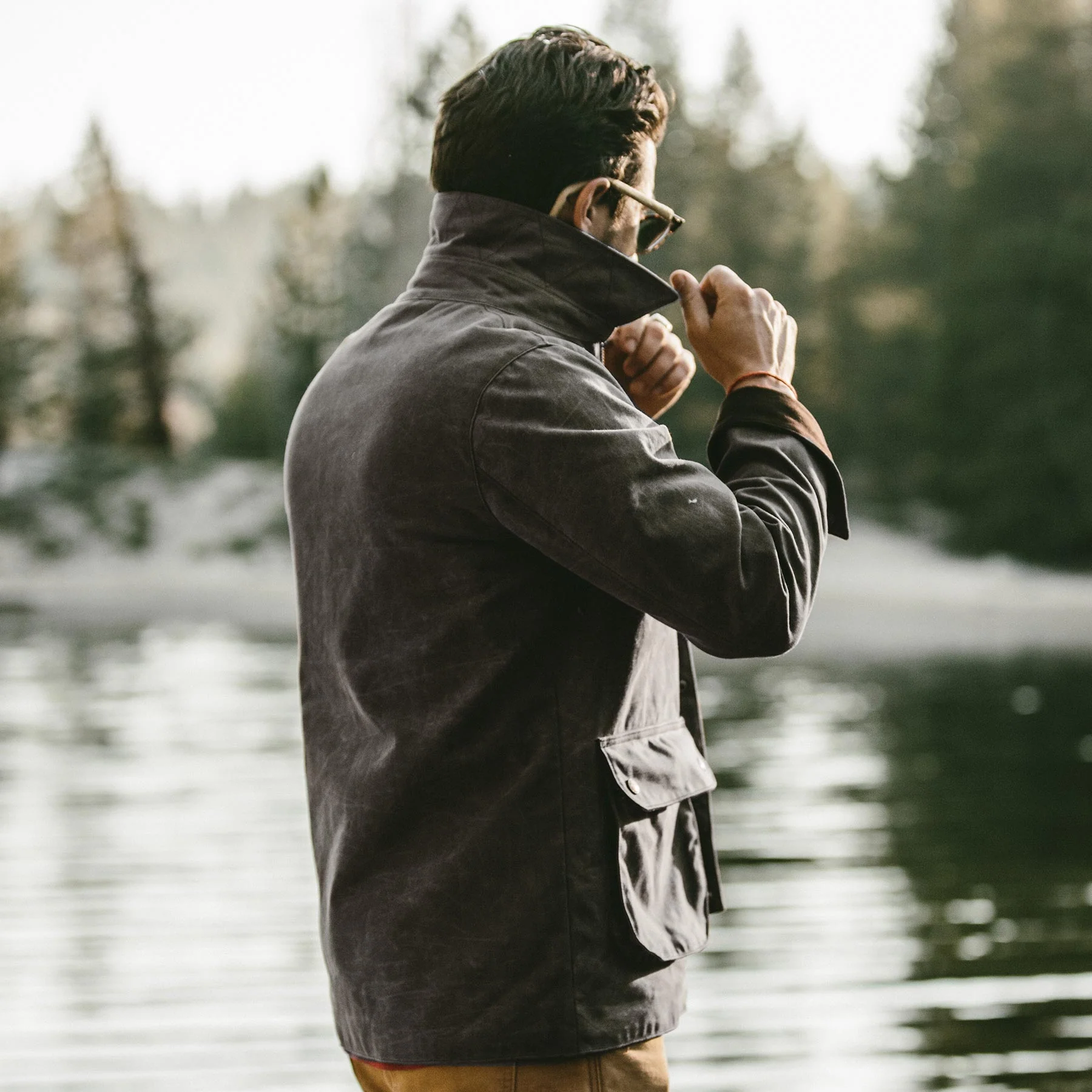 The Rover Jacket in Chocolate Beeswaxed Canvas - Image 3