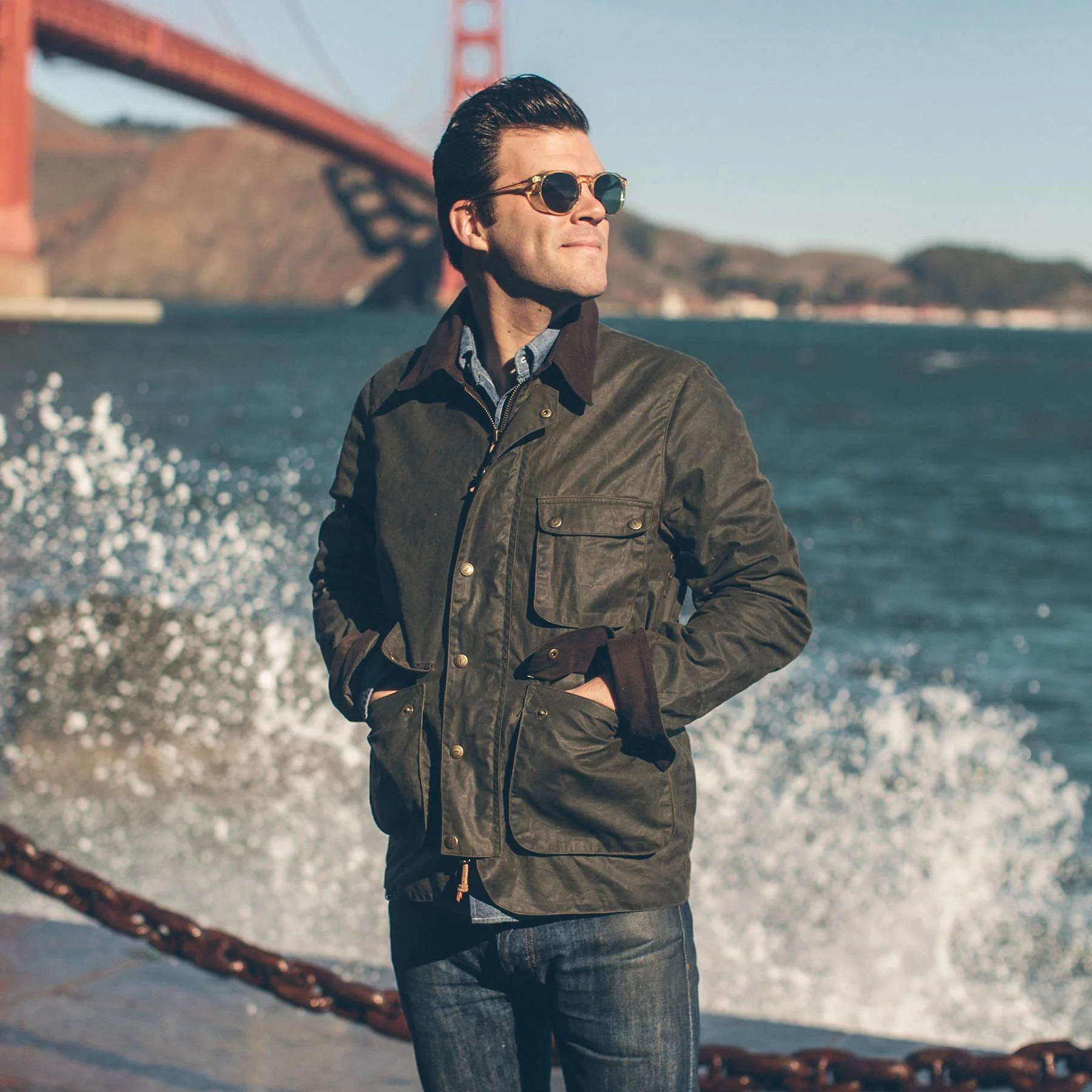The Rover Jacket in Dark Olive Beeswaxed Canvas - Image 2