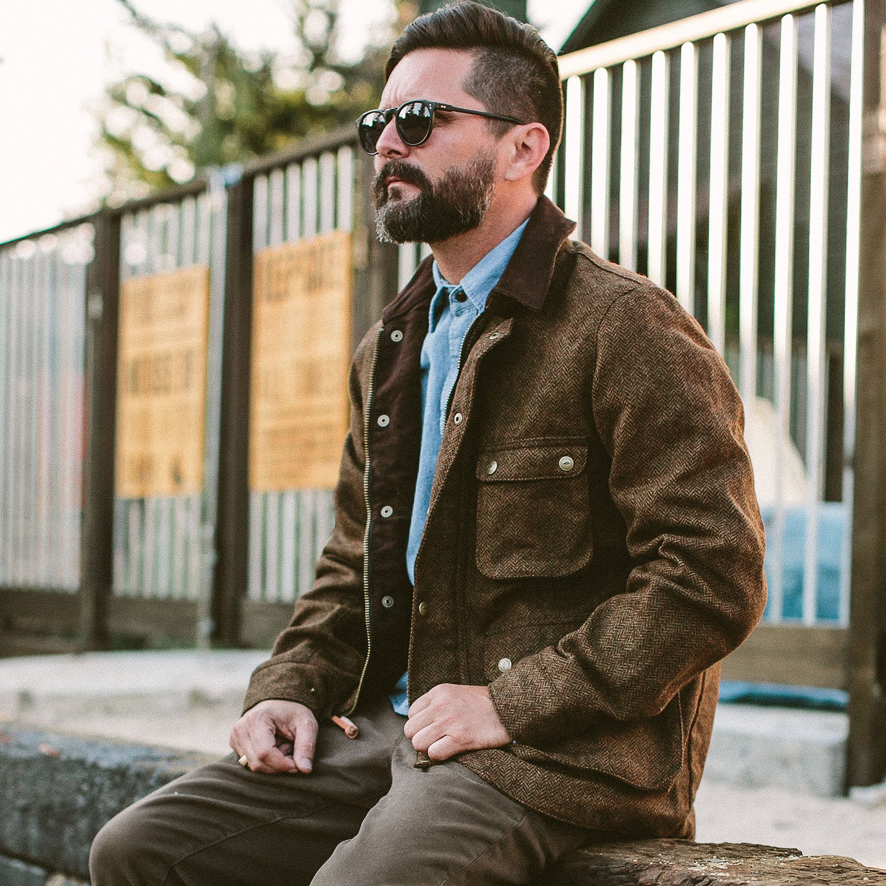 The Rover Jacket in Oak Herringbone Waxed Wool - Image 2