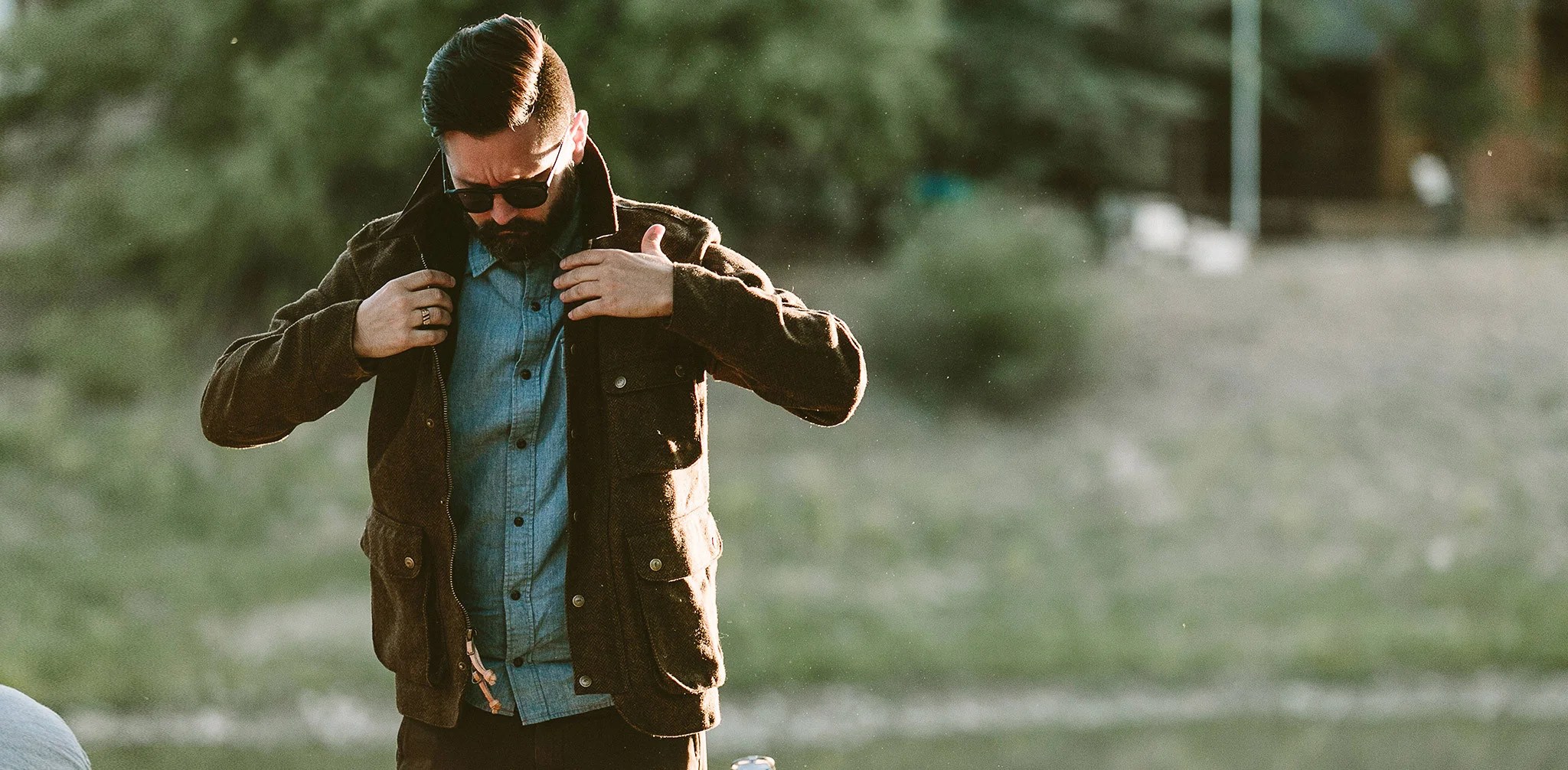 The Rover Jacket in Oak Herringbone Waxed Wool - Image 8