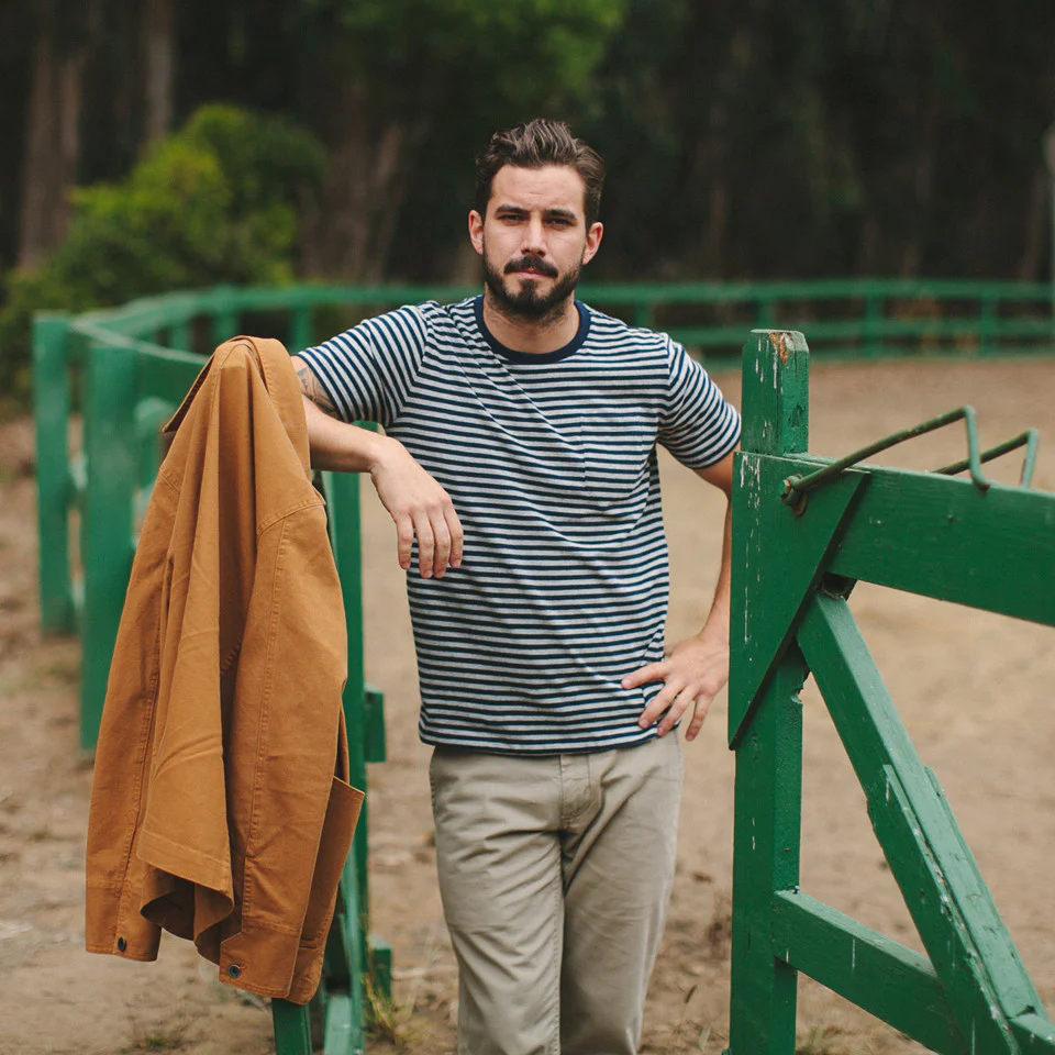 The Sequoia Stripe Tee in Navy & Grey - Image 2