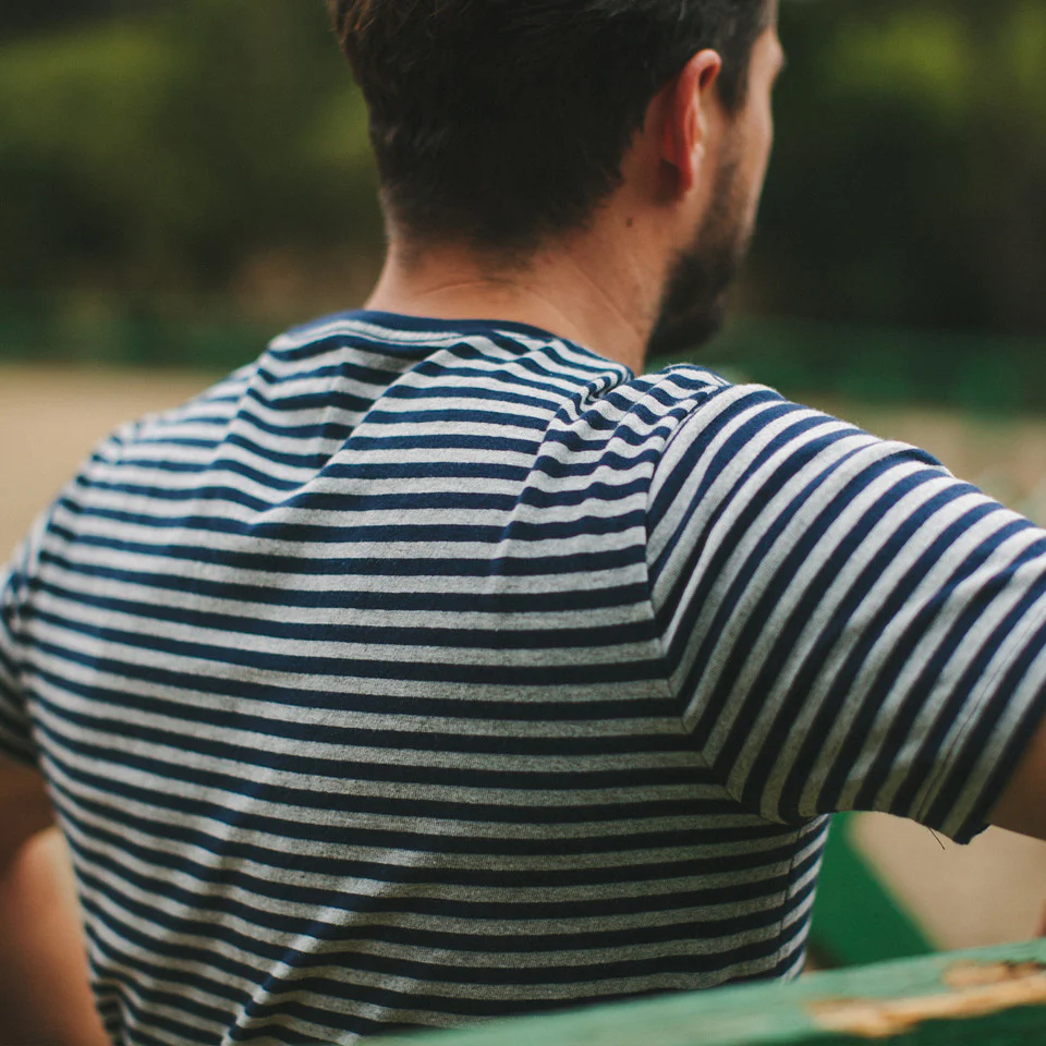 The Sequoia Stripe Tee in Navy & Grey - Image 5