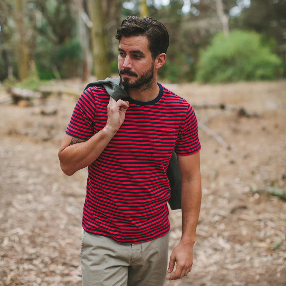 The Sequoia Stripe Tee in Navy & Red - Image 2