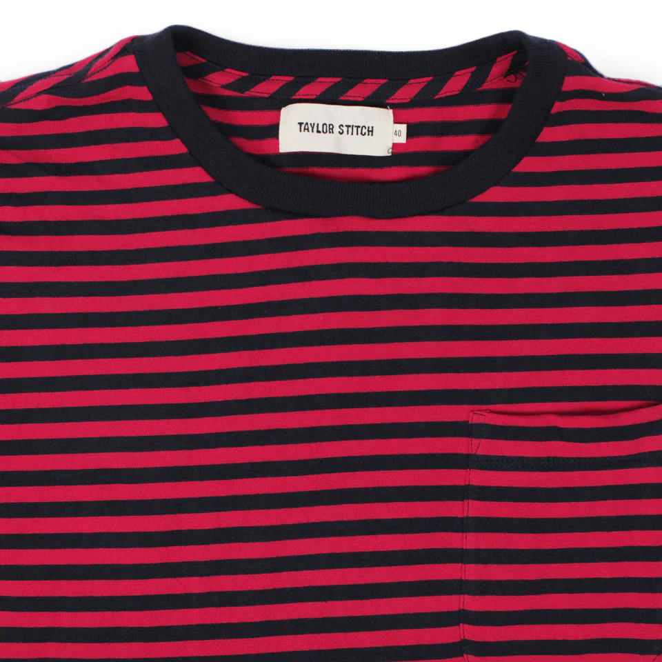 The Sequoia Stripe Tee in Navy & Red - Image 3