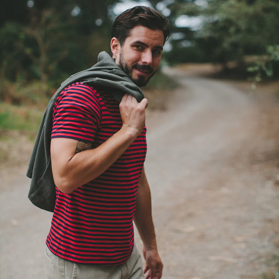 The Sequoia Stripe Tee in Navy & Red - Image 5
