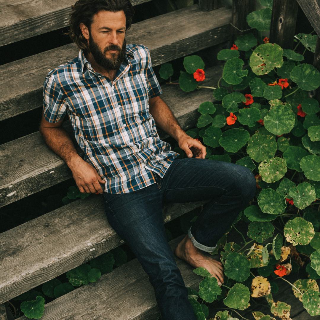 The Short Sleeve California in Blue Madras - Image 2