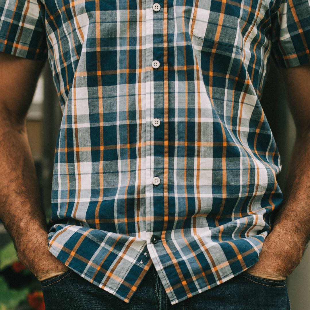 The Short Sleeve California in Blue Madras - Image 5