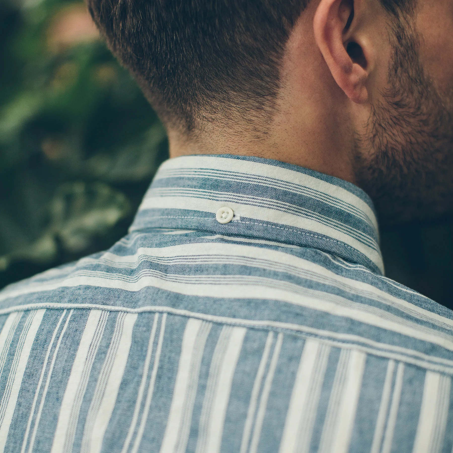 The Short Sleeve California in Blue Striped Chambray - Image 4