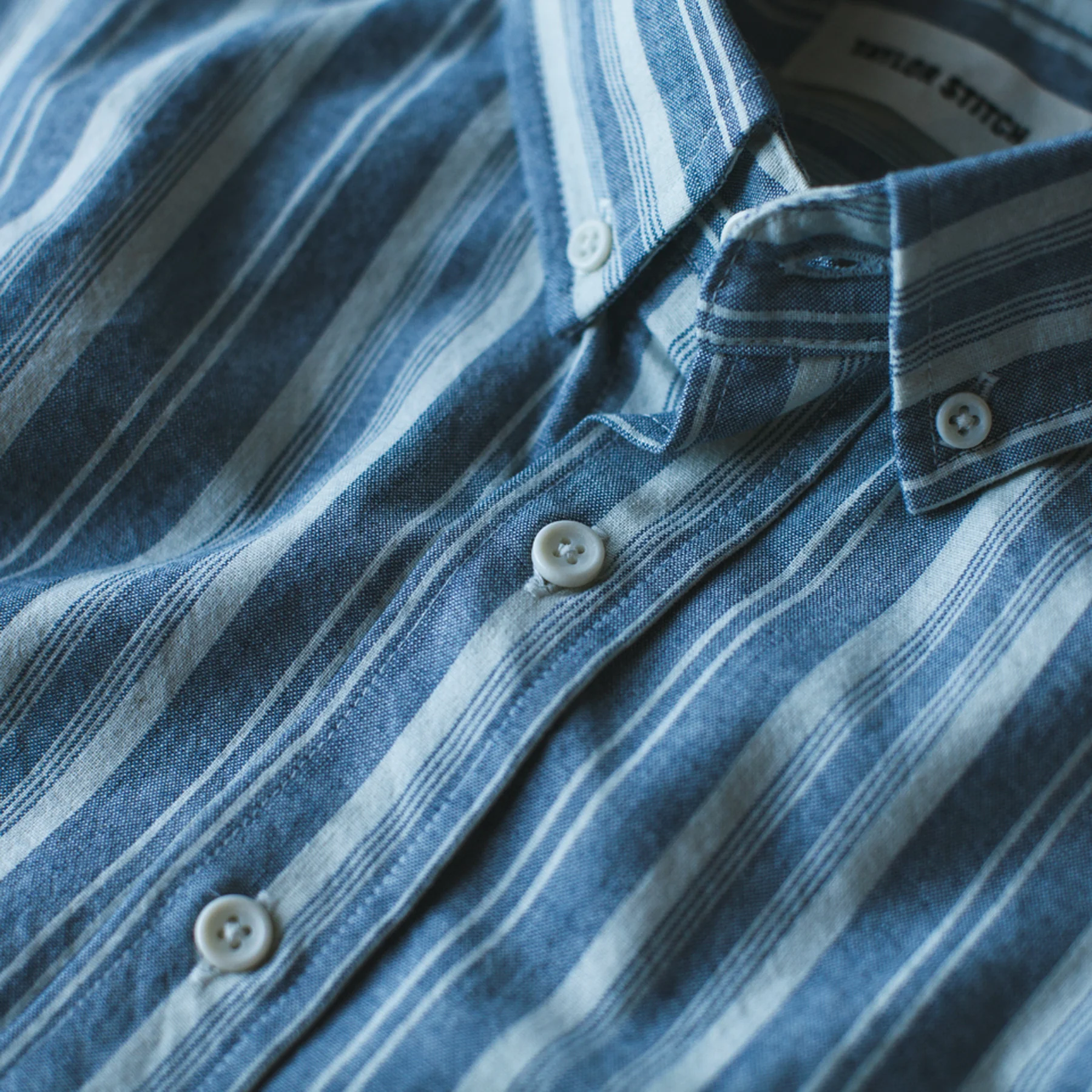 The Short Sleeve California in Blue Striped Chambray - Image 6