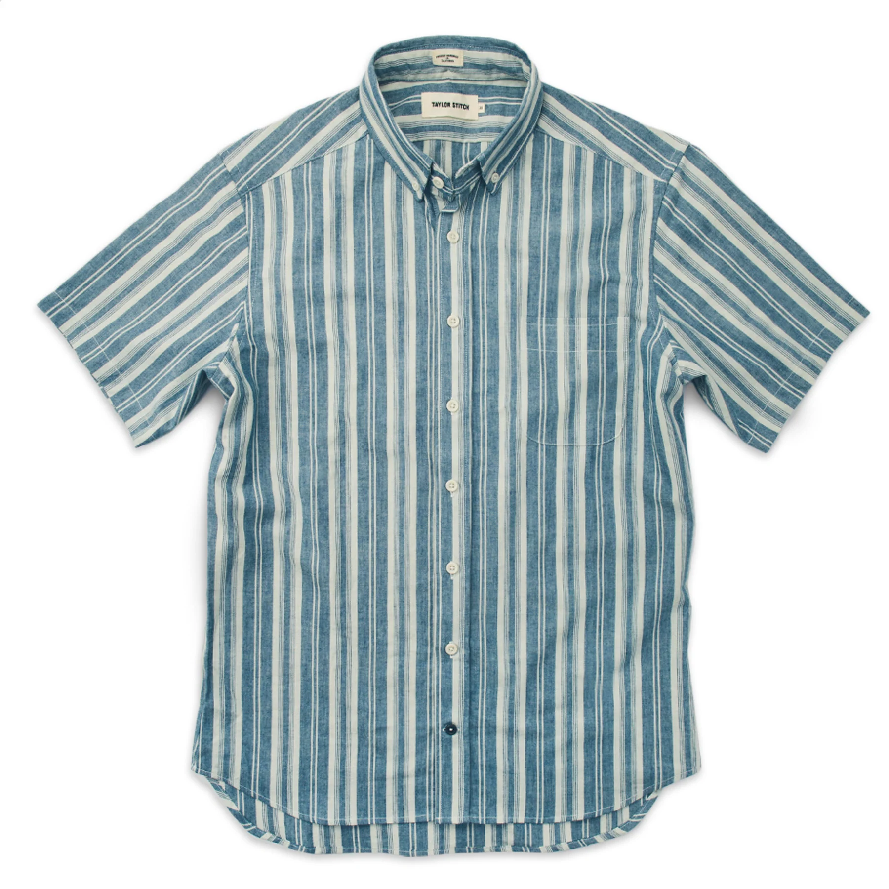 The Short Sleeve California in Blue Striped Chambray - Image 7