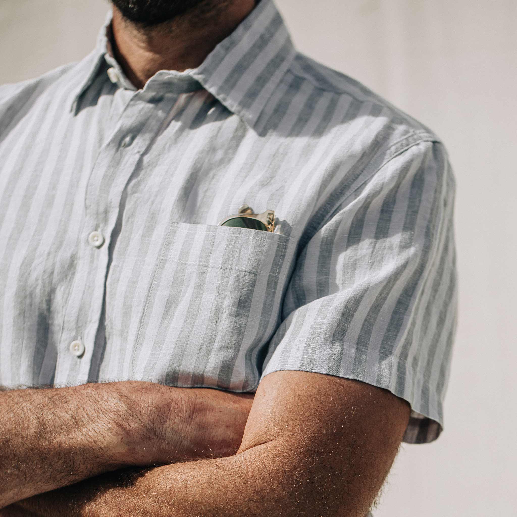 The Short Sleeve California in Grey Stripe - Image 3