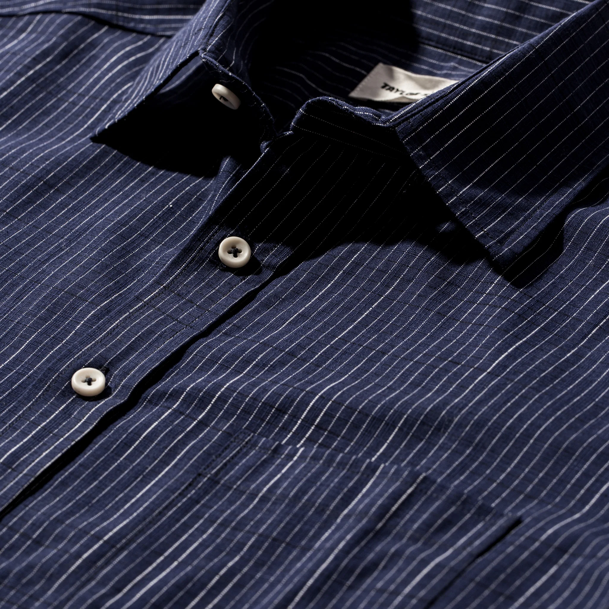 The Short Sleeve California in Navy Slub Stripe - Image 8