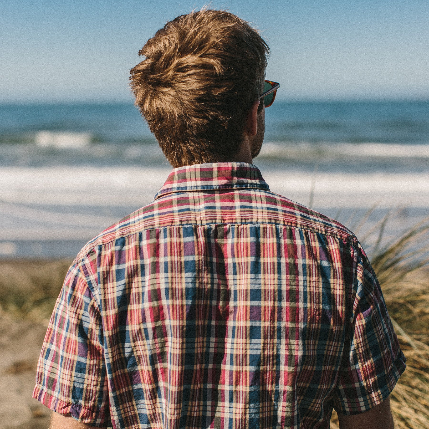 The Short Sleeve California in Red Madras - Image 6