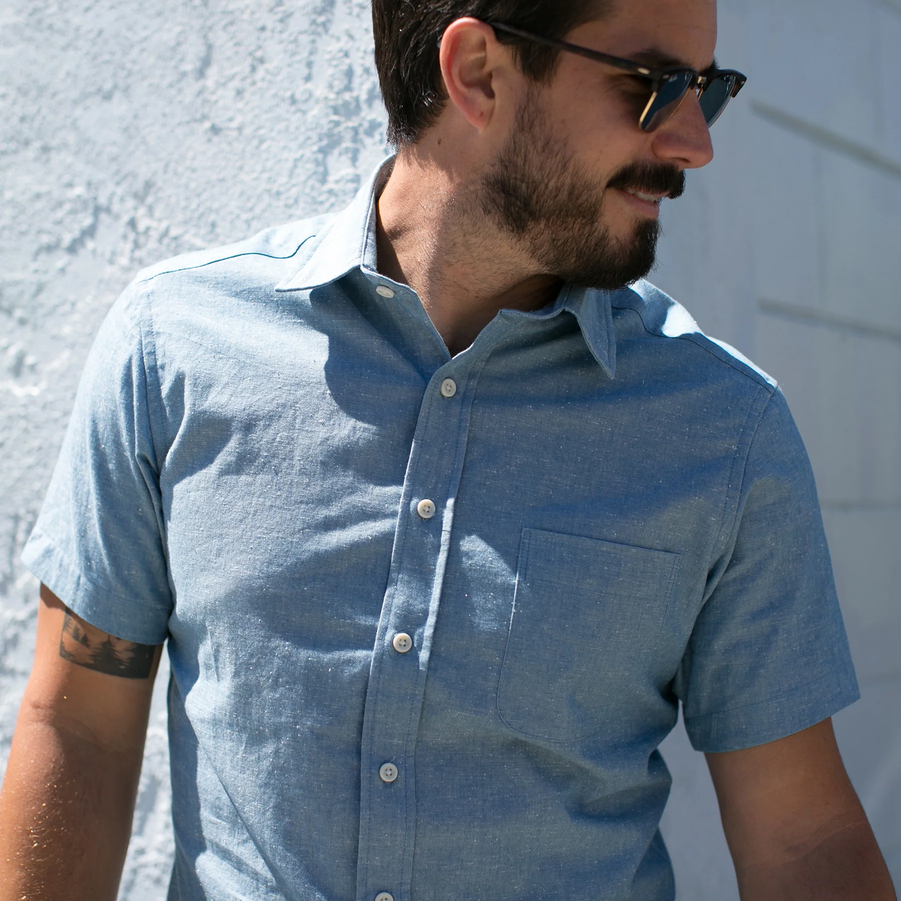 The Short Sleeve California in Slub Chambray - Image 3