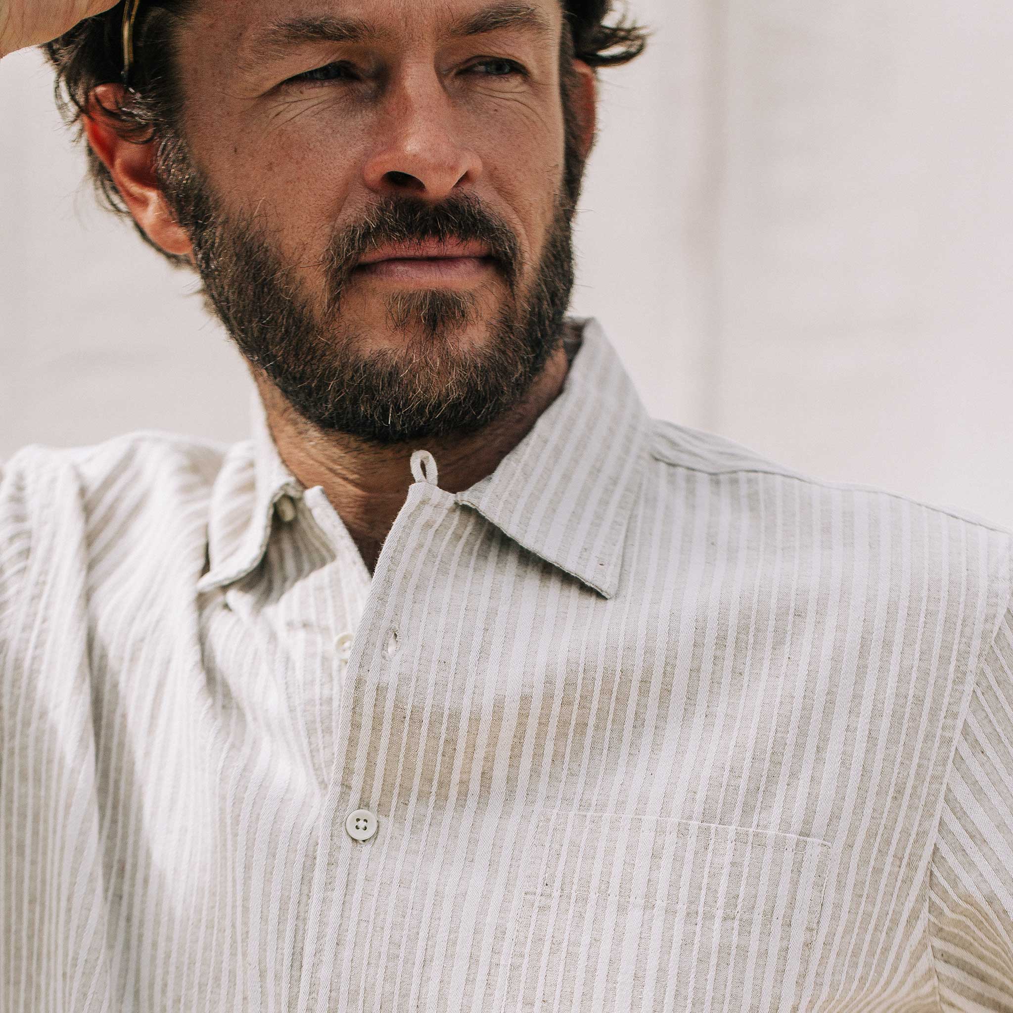 The Short Sleeve Hawthorne in Natural Stripe - Image 3
