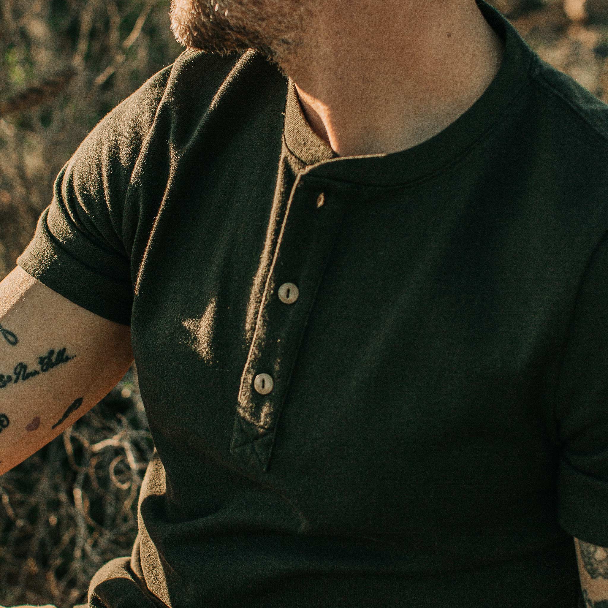 The Short Sleeve Heavy Bag Henley in Cypress - Image 4