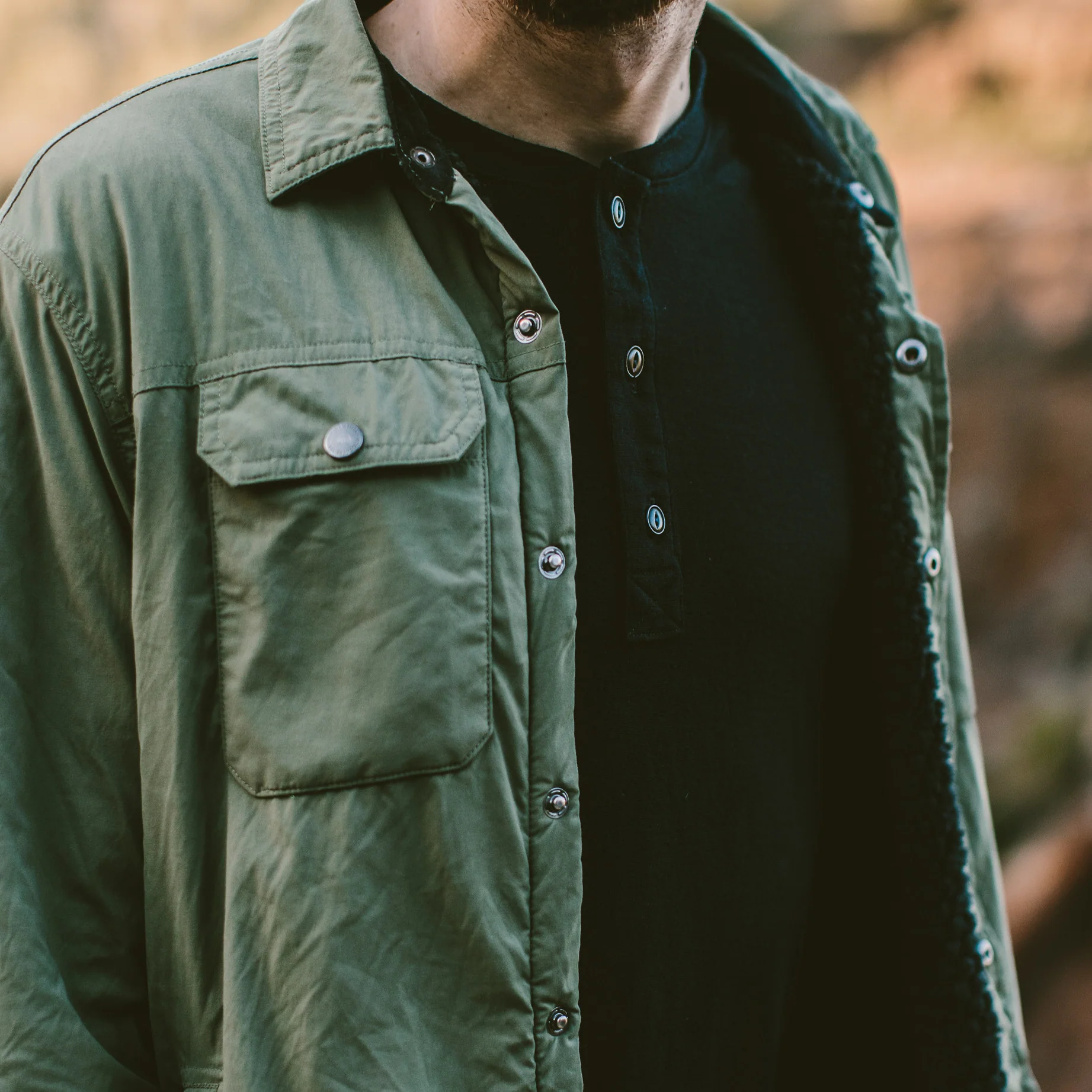 The Short Sleeve Henley in Black Merino - Image 4