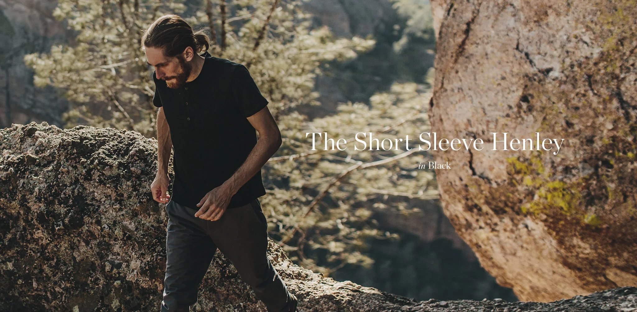 The Short Sleeve Henley in Black Merino - Image 7