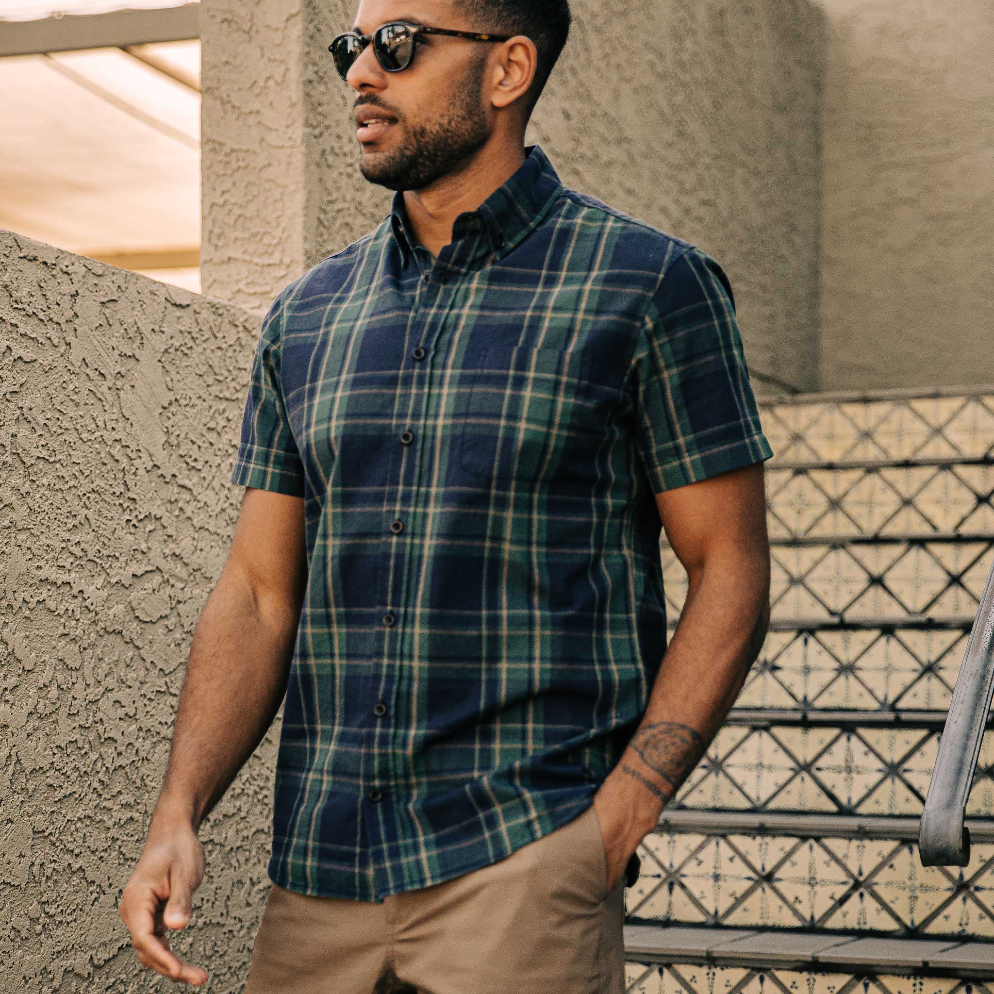 The Short Sleeve Jack in Green Madras - Image 2