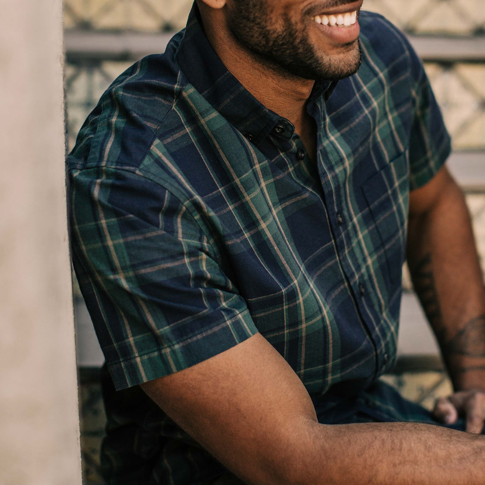 The Short Sleeve Jack in Green Madras - Image 4