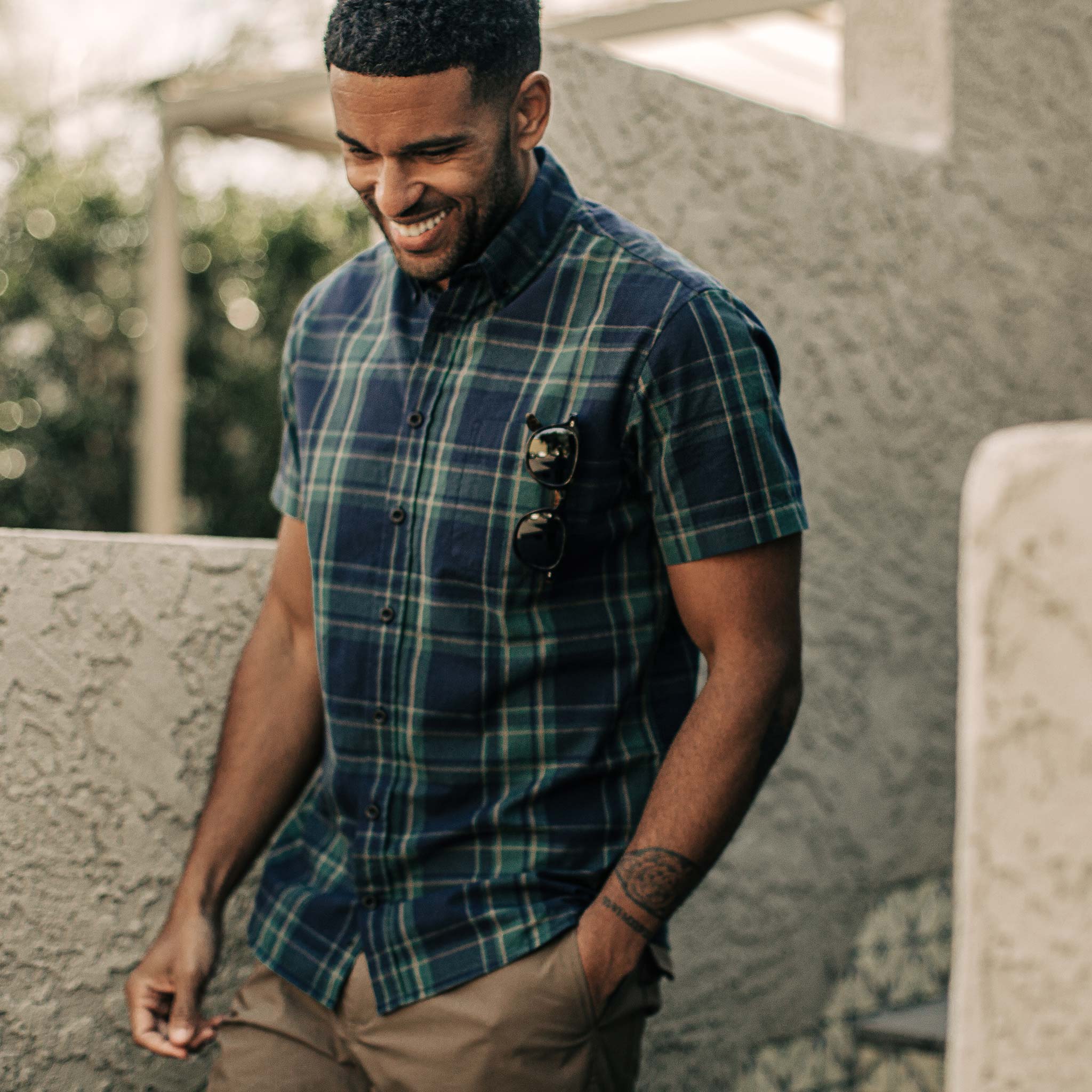 The Short Sleeve Jack in Green Madras - Image 5