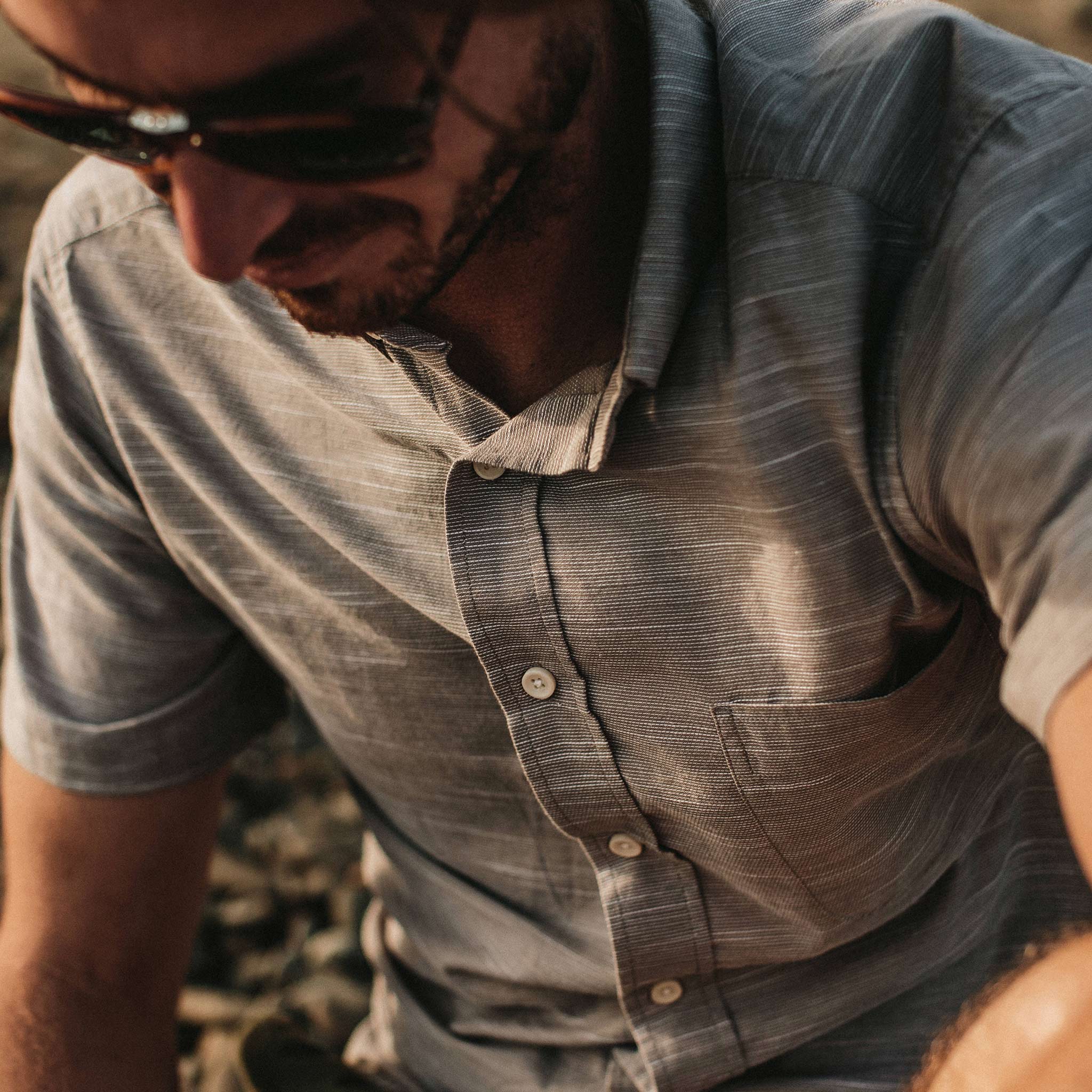 The Short Sleeve Jack in Grey Dobby - Image 3