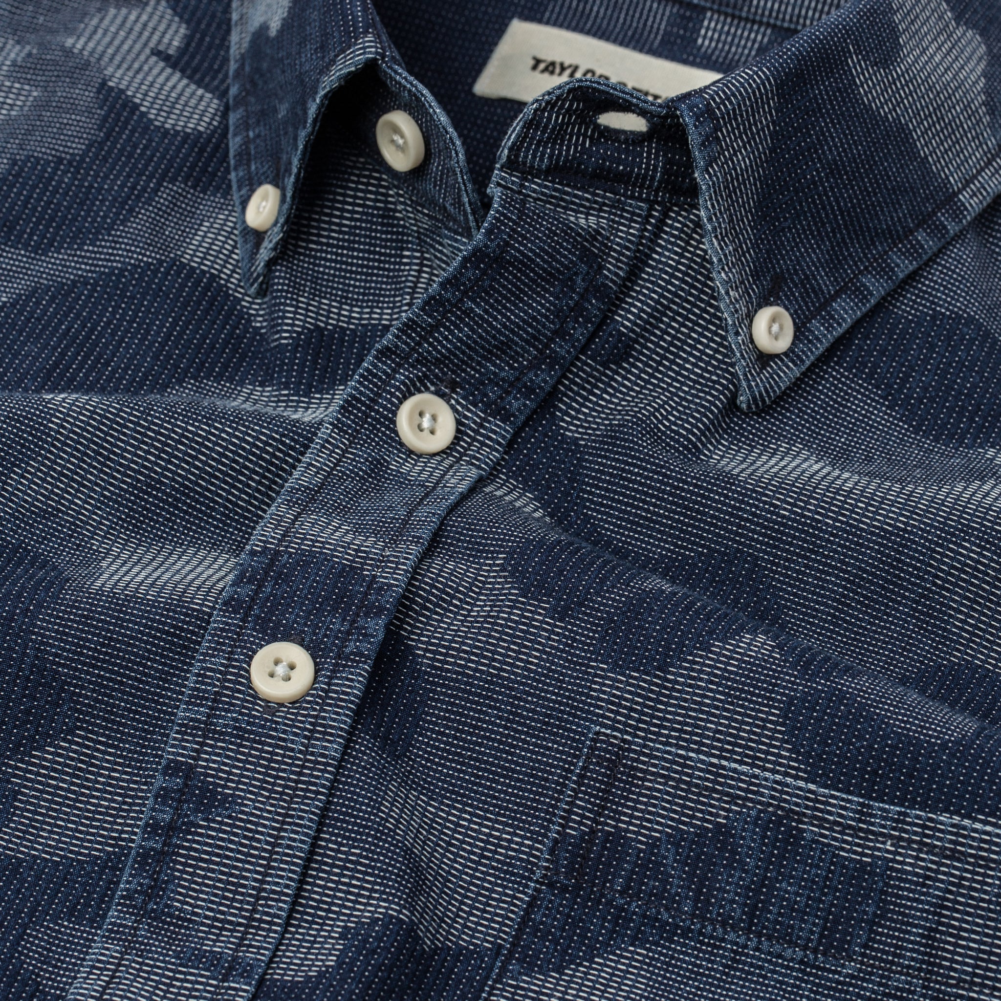 The Short Sleeve Jack in Indigo Jacquard Camo - Image 7