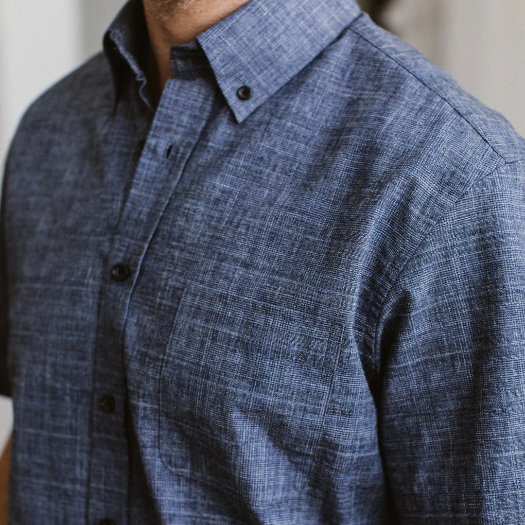 The Short Sleeve Jack in Navy Slub Glen Plaid - Image 4