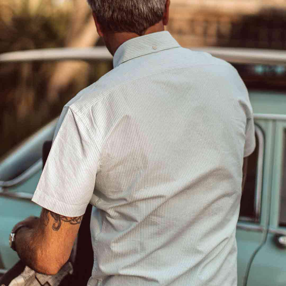 The Short Sleeve Jack in Teal University Stripe - Image 3