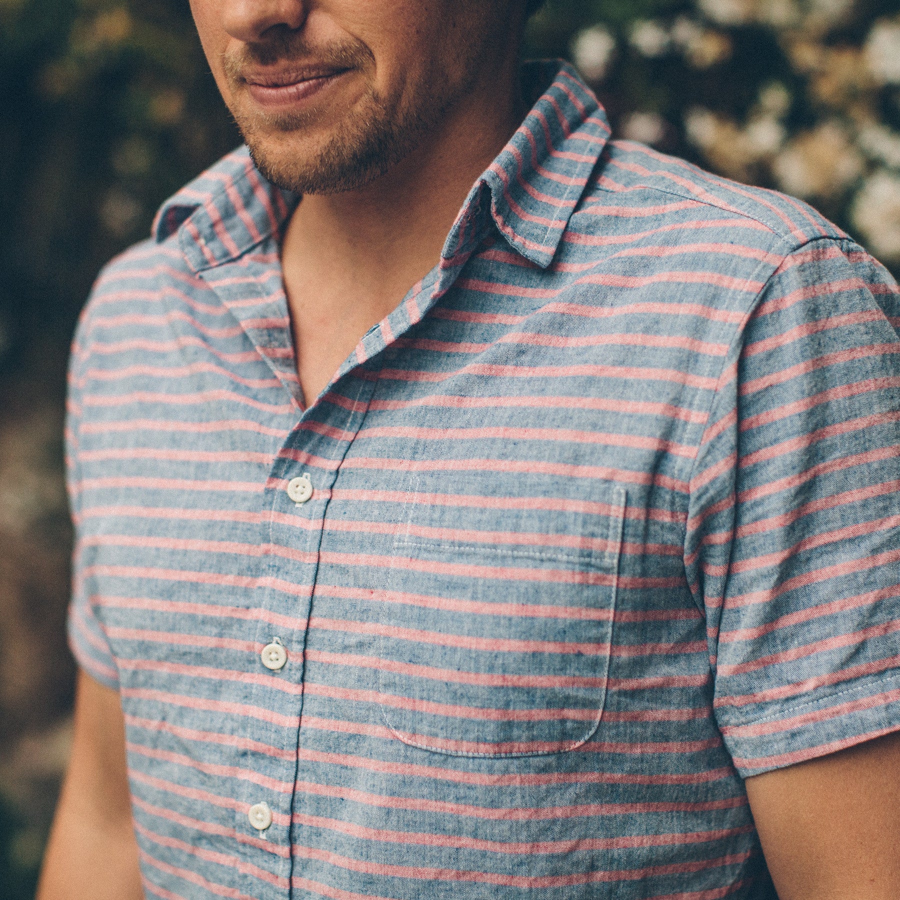 The Short Sleeve Jack in Red & Navy Stripe - Image 2