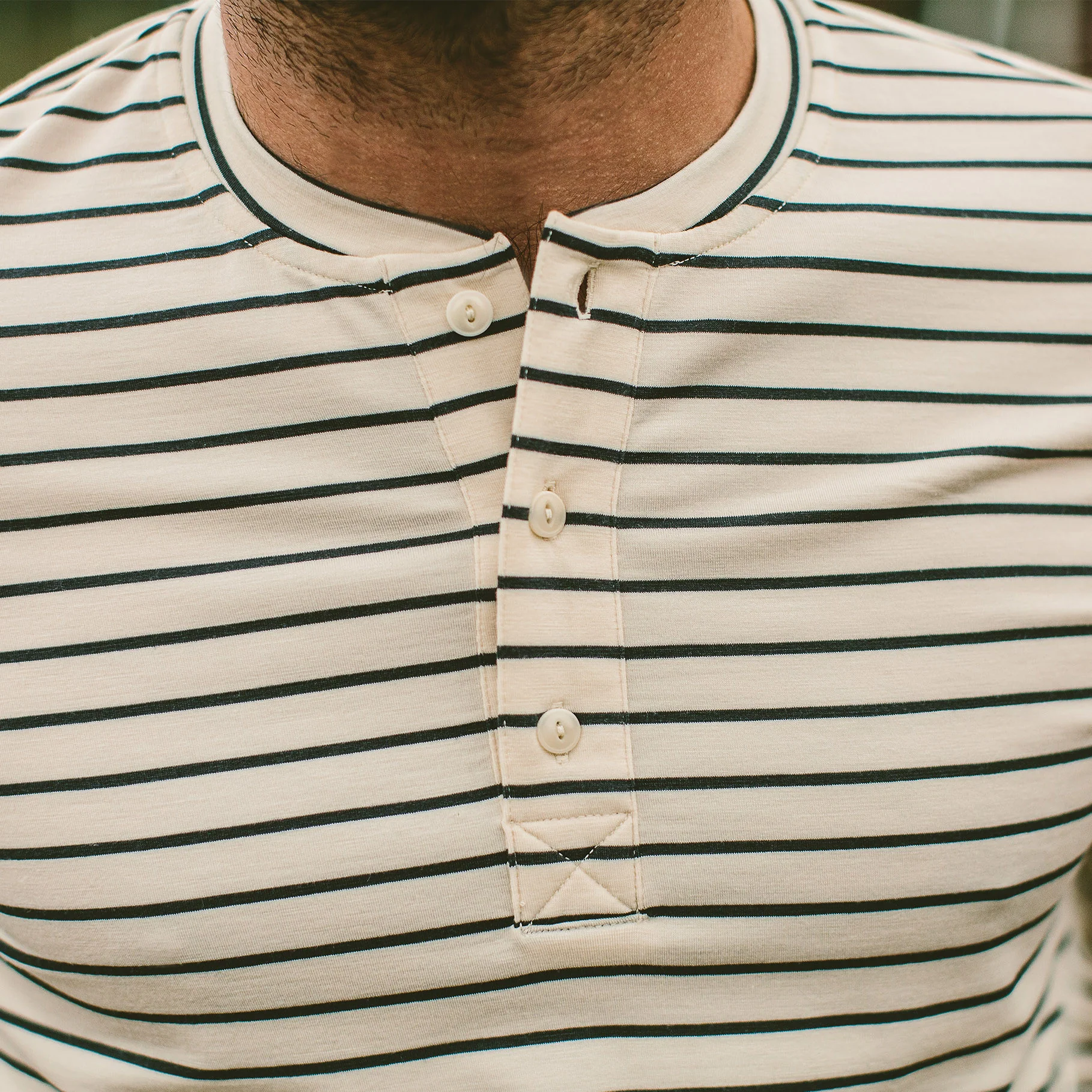 The Mercerized Merino Henley in Navy Stripe - Image 4