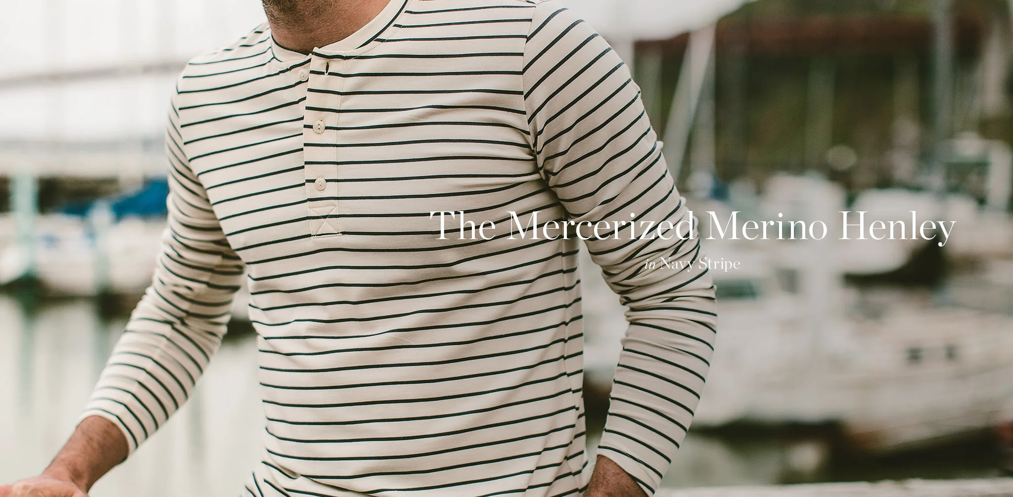 The Mercerized Merino Henley in Navy Stripe - Image 7