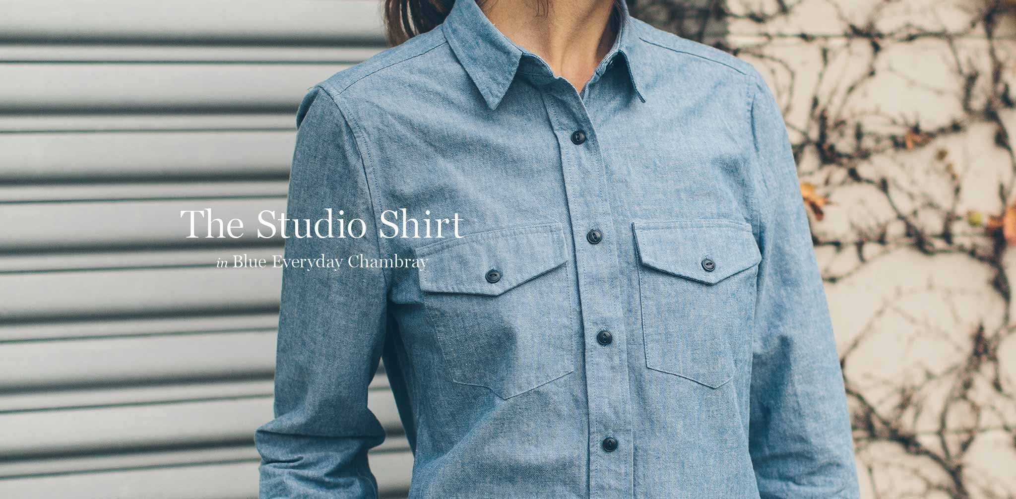 The Studio Shirt in Blue Everyday Chambray - Image 7