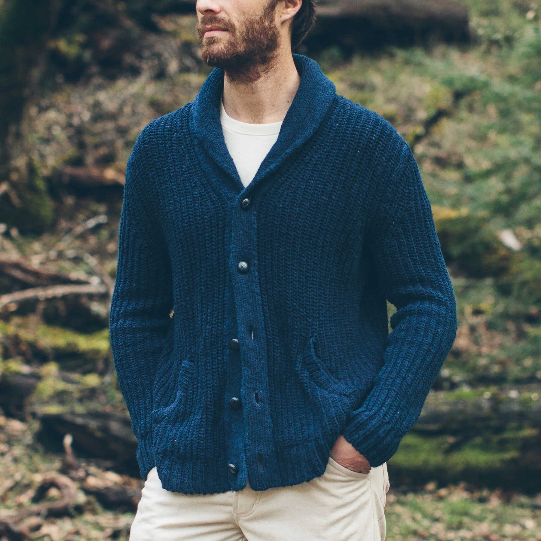 The Shawl Cardigan in Indigo Dipped Cotton - Image 2
