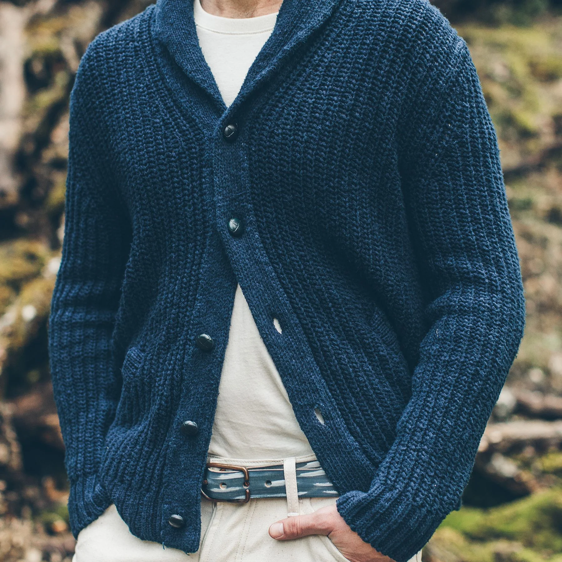 The Shawl Cardigan in Indigo Dipped Cotton - Image 3